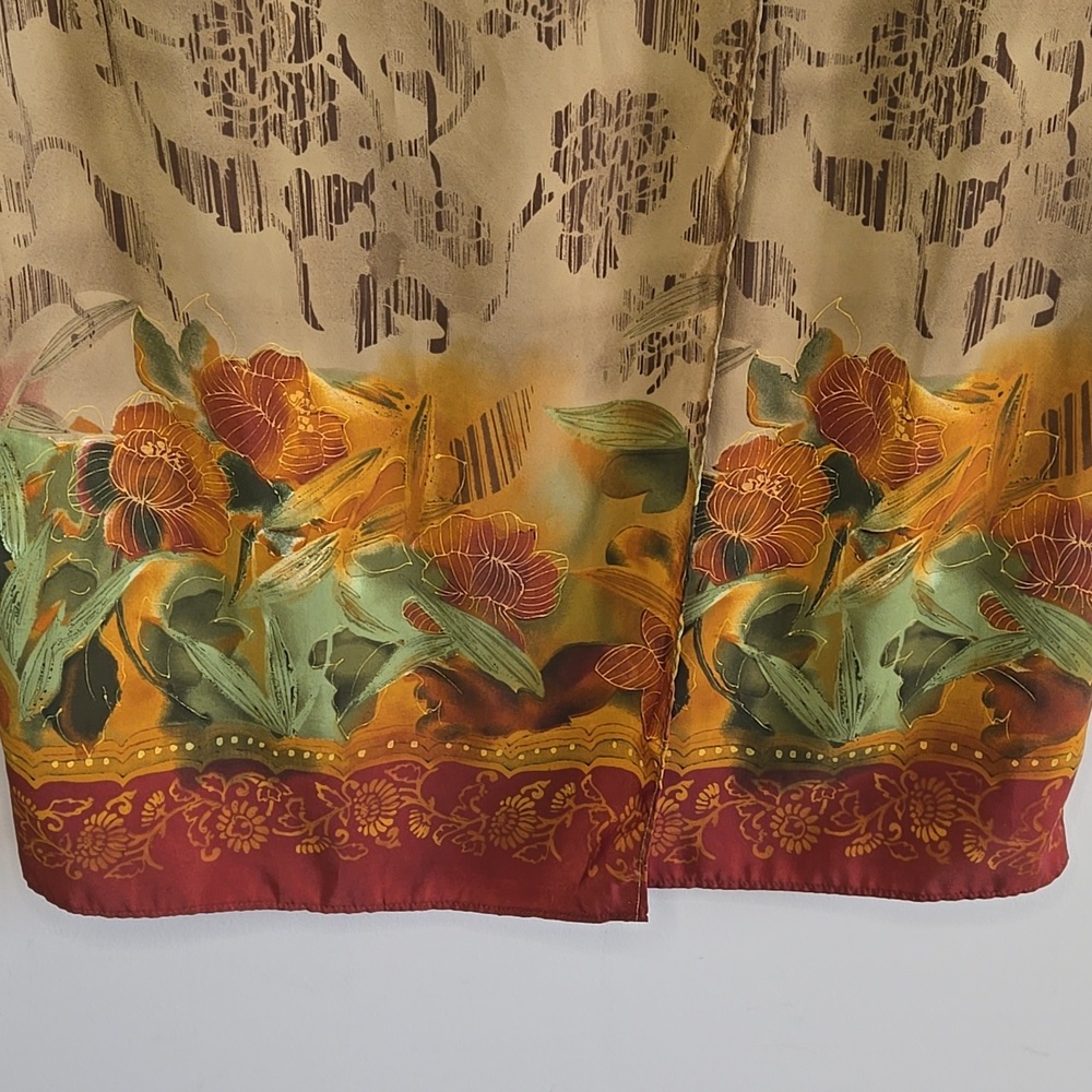 Vintage Floral Hem Maxi‎ Wrap Skirt Elastic Waist Boho Cottagecore Earthy XL - Picture 2 of 8